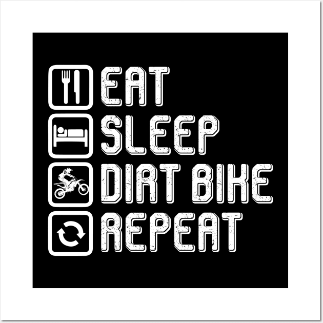 Motocross Bike Motorcycle eat sleep dirt bike repeat Wall Art by Little Treasures